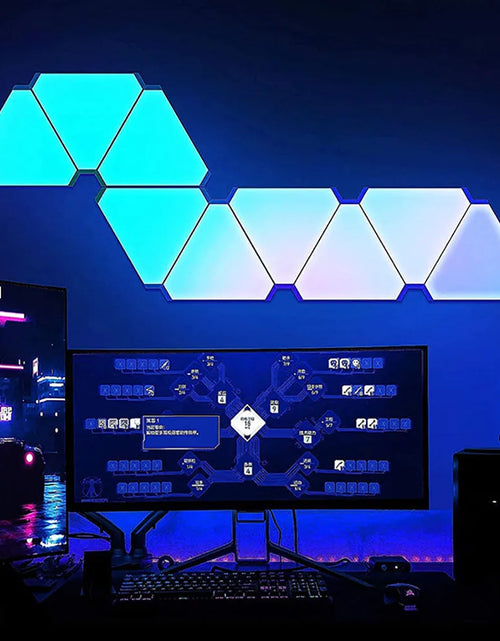 Load image into Gallery viewer, LED Triangular Quantum Lamp RGB Wall Lamp Smart Pickup Rhythm Background Light for Bedroom Bedside Night Light Office Decoration