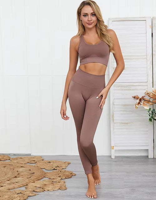 Load image into Gallery viewer, 2Pcs Seamless Hyperflex Workout Sport Outfits for Women Sportswear Athletic Clothes Gym Long Sleeve Crop Top High Waist Leggings