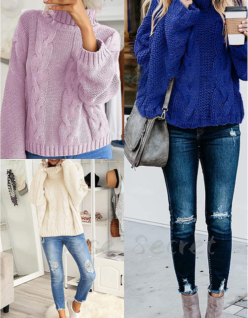 Load image into Gallery viewer, Chic Ballon Sleeve Winter Turtleneck Chunky Sweater Slouchy Oversized Loose Pullover Outerwear Warm Thick