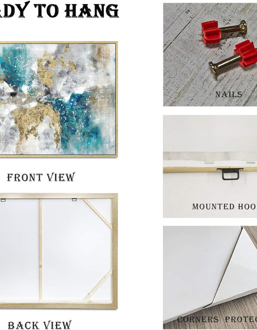 Load image into Gallery viewer, Abstract Canvas Framed Wall Art: Marble Abstract Heavy Texture Pictures Minimalist Painting with Gold Foil for Bedroom (40”W X 30''H, Multiple Sizes)