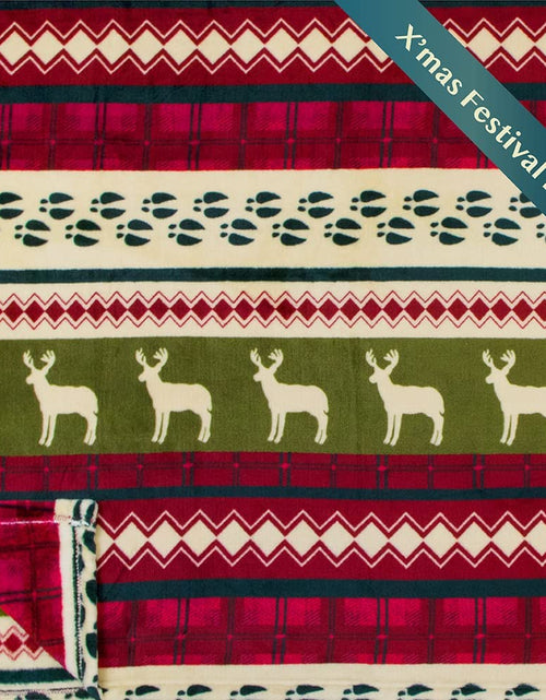 Load image into Gallery viewer, Christmas Throw Blanket | Red Christmas Holiday Fleece Blanket | Soft, Plush, Warm Winter Cabin Throw, 50X60 (Red Christmas)