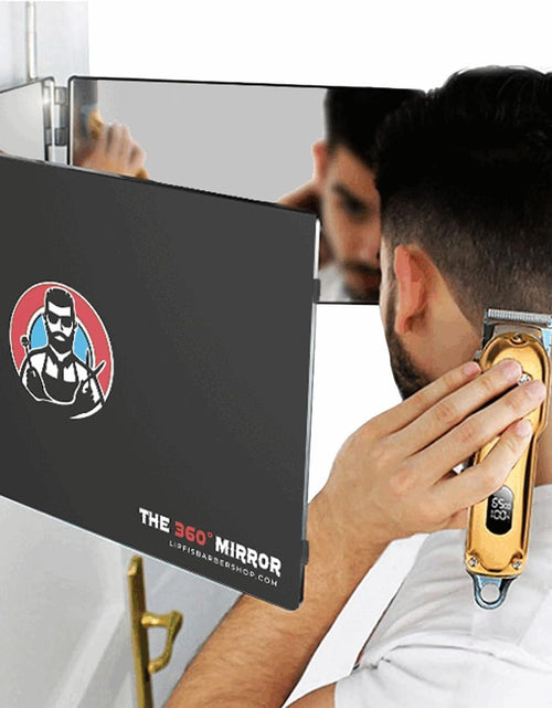 Load image into Gallery viewer, The 360 Mirror - Adjustable Door Mount Telescoping Hooks - Self Haircut Mirror for Men - 3 Way Mirror for Hair Cutting