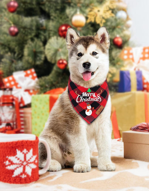 Load image into Gallery viewer, 2 Pack Dog Bandana Christmas Classic Buffalo Plaid Pets Scarf Triangle Bibs Kerchief Set Pet Costume Accessories Decoration for Small Medium Large Dogs Cats Pets