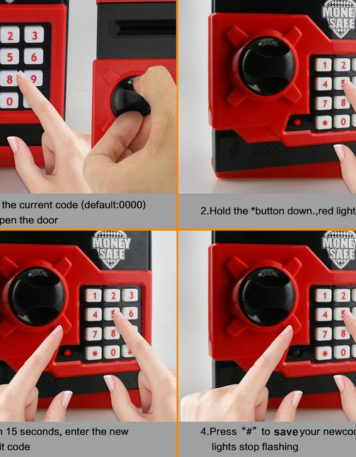 Load image into Gallery viewer, Cartoon Piggy Bank Cash Coin Can Password Electronic Money Bank Safe Saving Box ATM Bank Safe Locks Black Red Smart Voice Prompt Money Piggy Box (Red)