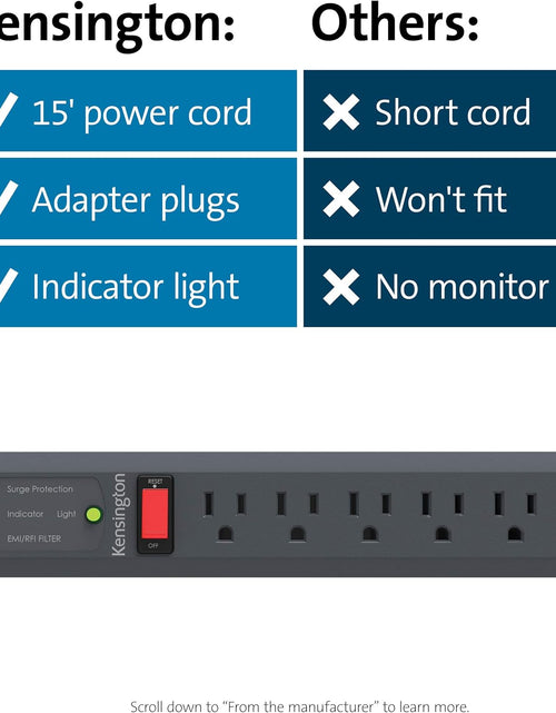 Load image into Gallery viewer, Guardian 6 Outlet, 15-Foot Cord, & 540 Joules Premium Surge Protector (K38215NA), Black