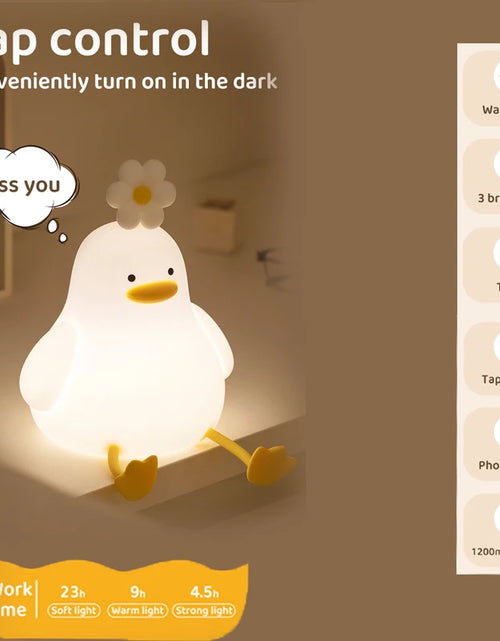 Load image into Gallery viewer, Cute Duck Led Night Light USB Rechargeable Nightlights Silicone Lamp Touch Switch Children Kid Bedroom Decoration Birthday Gift