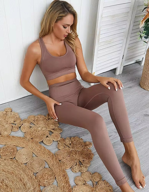 Load image into Gallery viewer, 2Pcs Seamless Hyperflex Workout Sport Outfits for Women Sportswear Athletic Clothes Gym Long Sleeve Crop Top High Waist Leggings
