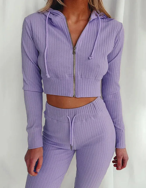 Load image into Gallery viewer, Women'S Hooded Long Sleeve Waist Suit, Slim Sports Zipper, Casual Fashion Trend 2024