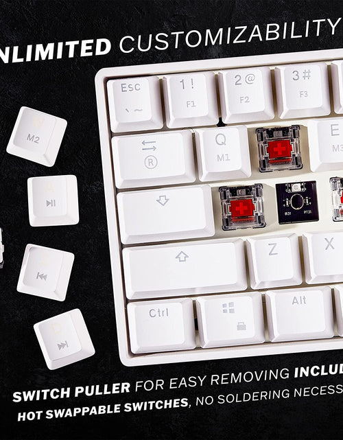 Load image into Gallery viewer, GK61 Mechanical Gaming Keyboard - 61 Keys Multi Color RGB Illuminated LED Backlit Wired Programmable for Pc/Mac Gamer (Gateron Optical Brown, White)