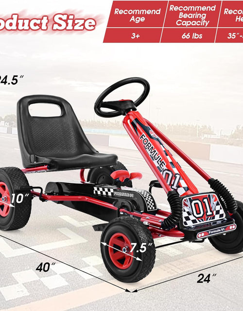 Load image into Gallery viewer, Go Kart for Kids, 4 Wheel Quad Off-Road Pedal on Foot Go Cart W/Steering Wheels & Adjustable Seat, 2 Safety Brakes, EVA Tires, Clutch, Outdoor Racer Ride on Pedal Car (Red)