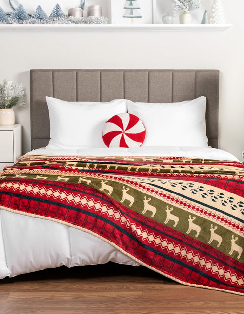 Load image into Gallery viewer, Christmas Throw Blanket | Red Christmas Holiday Fleece Blanket | Soft, Plush, Warm Winter Cabin Throw, 50X60 (Red Christmas)