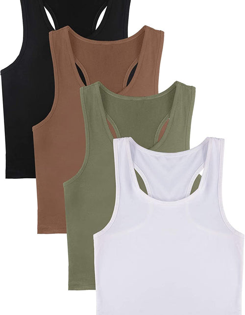 Load image into Gallery viewer, 4 Pieces Basic Workout Crop Tank Tops Sleeveless Racerback Sport Tank Top for Women Yoga Running