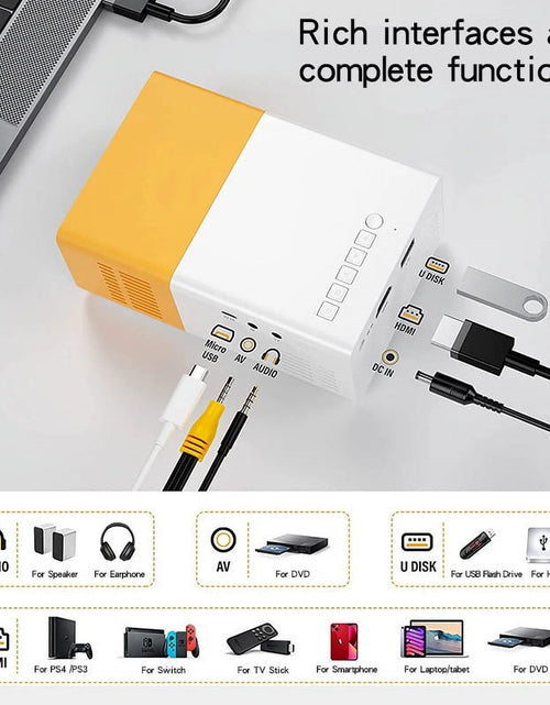 Load image into Gallery viewer, Mini Projector, Wifi Projector Support 1080P Portable Movie Projector, Phone Can Connect to Movie Wirelessly, Compatible with Smartphone/ Tablet/ Laptop/ TV Stick/ USB Drive