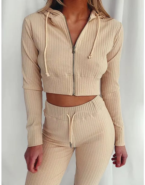Load image into Gallery viewer, Women'S Hooded Long Sleeve Waist Suit, Slim Sports Zipper, Casual Fashion Trend 2024
