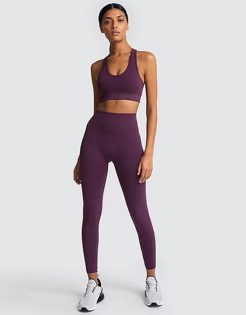 Load image into Gallery viewer, 2Pcs Seamless Hyperflex Workout Sport Outfits for Women Sportswear Athletic Clothes Gym Long Sleeve Crop Top High Waist Leggings