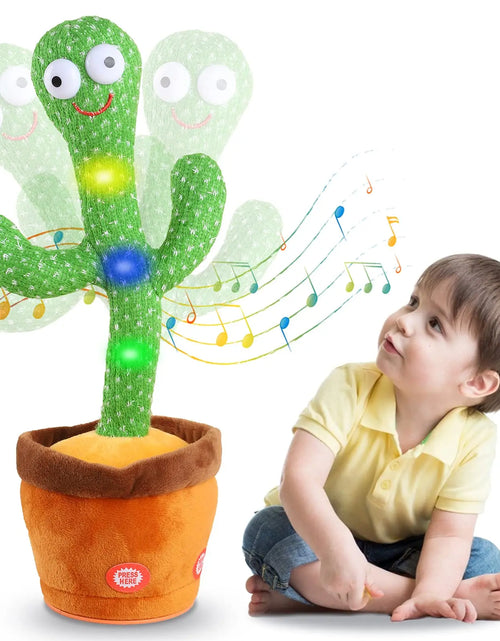 Load image into Gallery viewer, Kids Dancing Talking Cactus Toys Singing Mimicking Recording Repeating What You Say Cactus Plush Toy with 120 Song Dancing Smart