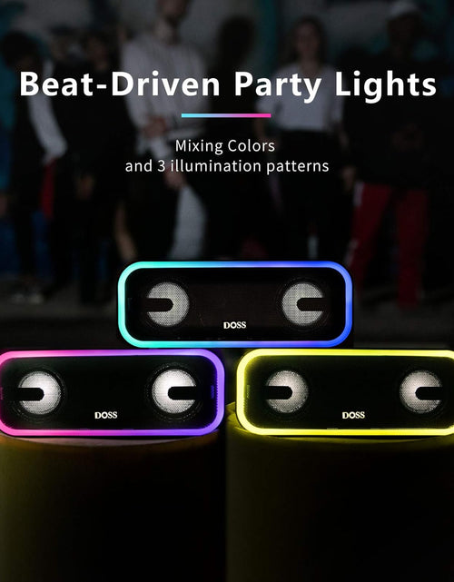 Load image into Gallery viewer, Bluetooth Speaker,  Soundbox Pro+ Wireless Pairing Speaker with 24W Stereo Sound, Punchy Bass, IPX6 Waterproof, 15Hrs Playtime, Multi-Colors Lights, for Home,Outdoor-Black