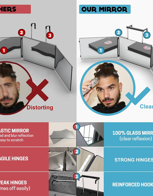 Load image into Gallery viewer, The 360 Mirror - Adjustable Door Mount Telescoping Hooks - Self Haircut Mirror for Men - 3 Way Mirror for Hair Cutting