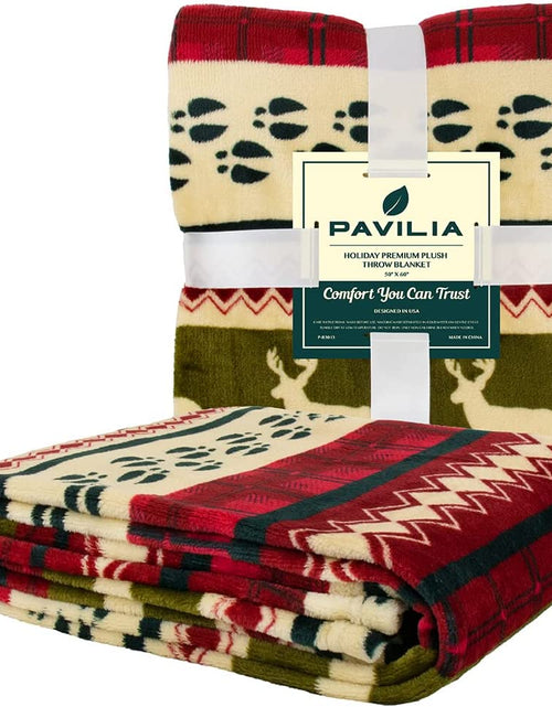 Load image into Gallery viewer, Christmas Throw Blanket | Red Christmas Holiday Fleece Blanket | Soft, Plush, Warm Winter Cabin Throw, 50X60 (Red Christmas)