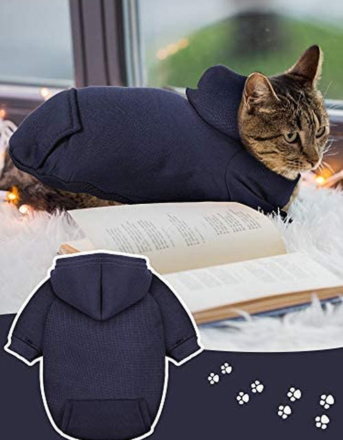 Load image into Gallery viewer, 4 Pieces Small Dog Sweaters Dog Hoodie Clothes with Hat for Small Dogs Boy Chihuahua Clothes with Pocket Puppy Pet Winter Clothes Warm Hoodies Coat Sweater Shirt (XXS)