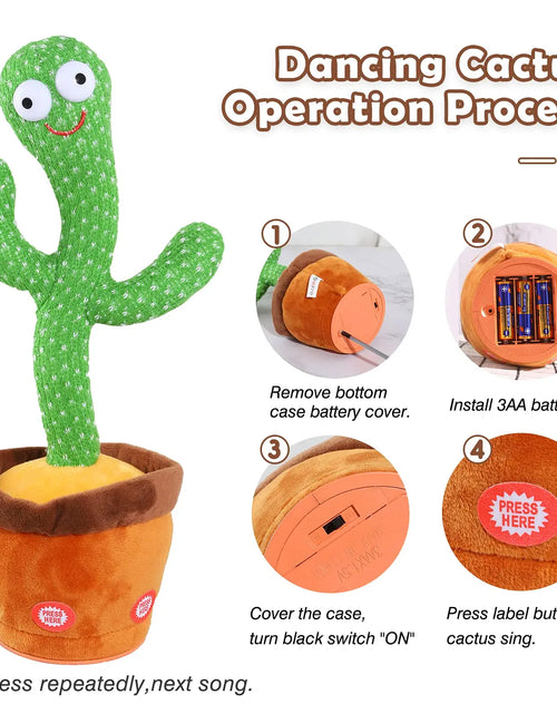 Load image into Gallery viewer, Kids Dancing Talking Cactus Toys Singing Mimicking Recording Repeating What You Say Cactus Plush Toy with 120 Song Dancing Smart