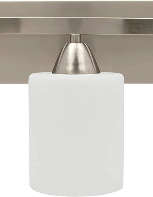 Load image into Gallery viewer, | Bathroom Vanity Light Bar | Interior Bathroom Lighting Fixtures with Modern Glass Shade | Bathroom Lights over Mirror | (Brushed Nickel, 3 Lights, E26 100W LED, Bulbs Not Included)