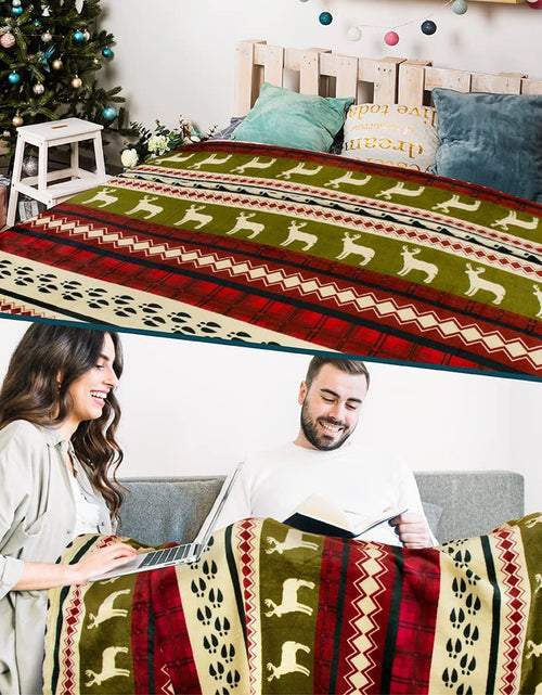 Load image into Gallery viewer, Christmas Throw Blanket | Red Christmas Holiday Fleece Blanket | Soft, Plush, Warm Winter Cabin Throw, 50X60 (Red Christmas)