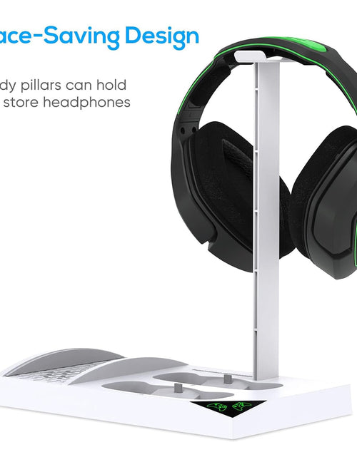 Load image into Gallery viewer, Charger Stand with Cooling Fan for Xbox Series S Console and Controller,Vertical Dual Charging Dock Accessories with 2 X 1400Mah Rechargeable Battery and Cover, Earphone Bracket for XSS