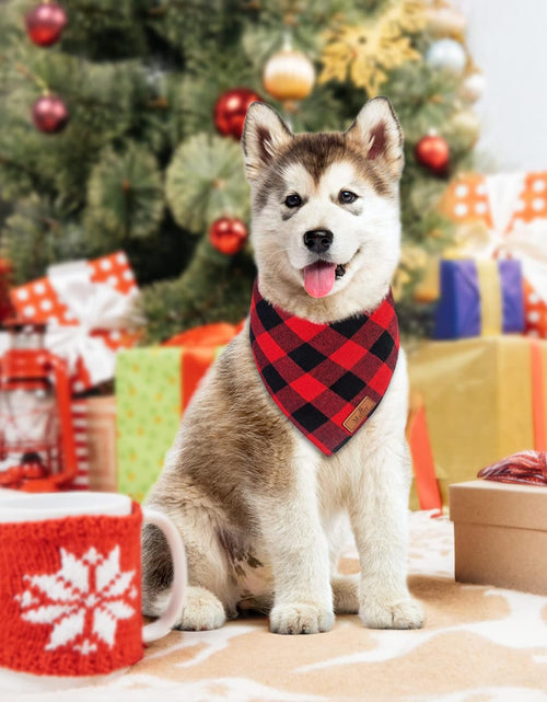 Load image into Gallery viewer, 2 Pack Dog Christmas Bandanas, Classic Buffalo Red Plaid Pet Bandana Scarf Triangle Bibs Kerchief Pet Costume Outfit Accessories for Small Medium Large and Extra Large Dogs Cats Pets (Small)