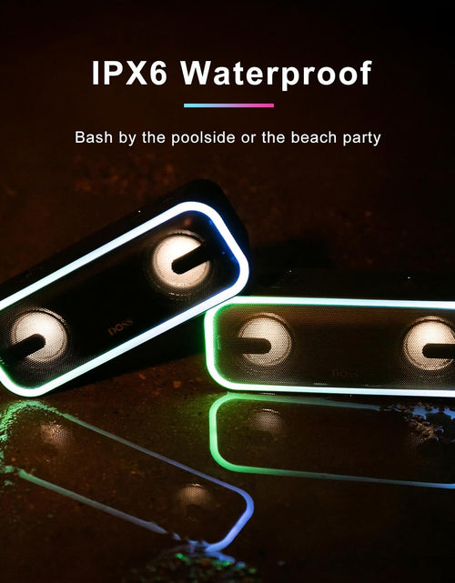 Load image into Gallery viewer, Bluetooth Speaker,  Soundbox Pro+ Wireless Pairing Speaker with 24W Stereo Sound, Punchy Bass, IPX6 Waterproof, 15Hrs Playtime, Multi-Colors Lights, for Home,Outdoor-Black