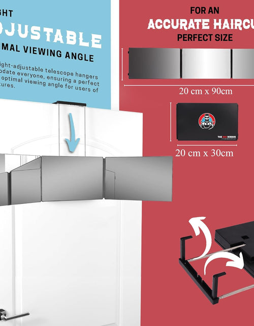 Load image into Gallery viewer, The 360 Mirror - Adjustable Door Mount Telescoping Hooks - Self Haircut Mirror for Men - 3 Way Mirror for Hair Cutting