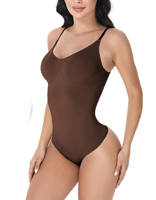 Load image into Gallery viewer, Super Sale V Neck Spaghetti Strap Bodysuit Compression Body Suits Open Crotch Shapewear Slimming Body Shaper Smooth Out Bodysuit