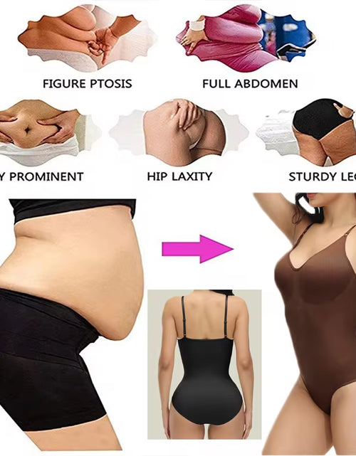 Load image into Gallery viewer, Super Sale V Neck Spaghetti Strap Bodysuit Compression Body Suits Open Crotch Shapewear Slimming Body Shaper Smooth Out Bodysuit