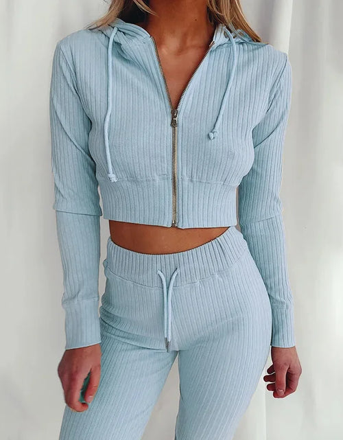 Load image into Gallery viewer, Women'S Hooded Long Sleeve Waist Suit, Slim Sports Zipper, Casual Fashion Trend 2024