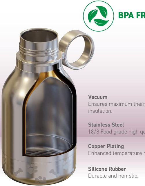 Load image into Gallery viewer, Dog Bowl Attached to Stainless Steel Insulated Bottle 1 Liter (Burgundy)
