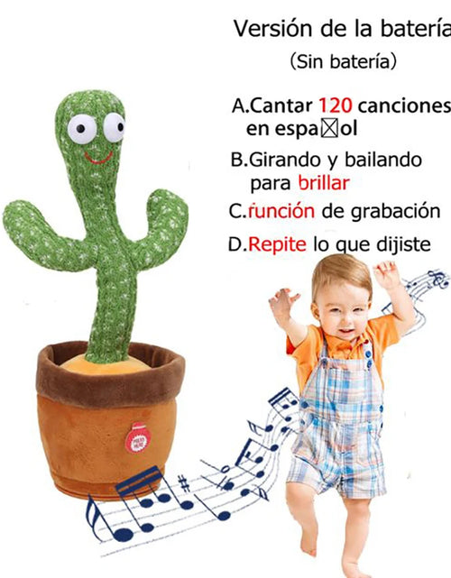 Load image into Gallery viewer, Kids Dancing Talking Cactus Toys Singing Mimicking Recording Repeating What You Say Cactus Plush Toy with 120 Song Dancing Smart