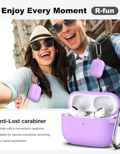 Load image into Gallery viewer, Airpods Pro Case Cover with Keychain, Full Protective Silicone Skin Accessories for Women Girl with Apple 2019 Latest Airpods Pro Case, Front LED Visible-Lavender
