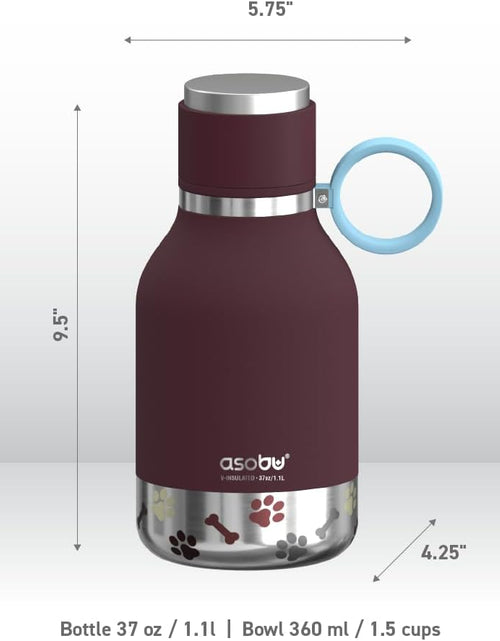 Load image into Gallery viewer, Dog Bowl Attached to Stainless Steel Insulated Bottle 1 Liter (Burgundy)