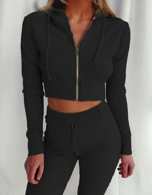 Load image into Gallery viewer, Women'S Hooded Long Sleeve Waist Suit, Slim Sports Zipper, Casual Fashion Trend 2024
