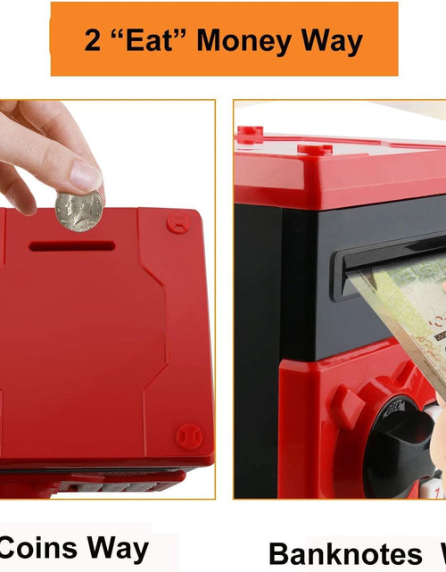 Load image into Gallery viewer, Cartoon Piggy Bank Cash Coin Can Password Electronic Money Bank Safe Saving Box ATM Bank Safe Locks Black Red Smart Voice Prompt Money Piggy Box (Red)
