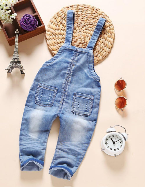 Load image into Gallery viewer, Baby & Little Boys/Girls Blue & Black Denim Overalls,Jean Workwear