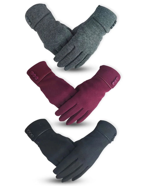 Load image into Gallery viewer, Winter Gloves for Women with Sensitive Touch Screen Texting Fingers Warm Vintage Gloves for Girls Winter 3 Pairs