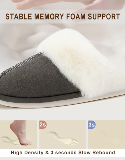 Load image into Gallery viewer, Women'S Slippers Fuzzy Warm Comfy Faux Fur Slip-On Fluffy Bedroom House Shoes Memory Foam Suede Cozy Plush Breathable Anti-Slip Indoor & Outdoor Winter