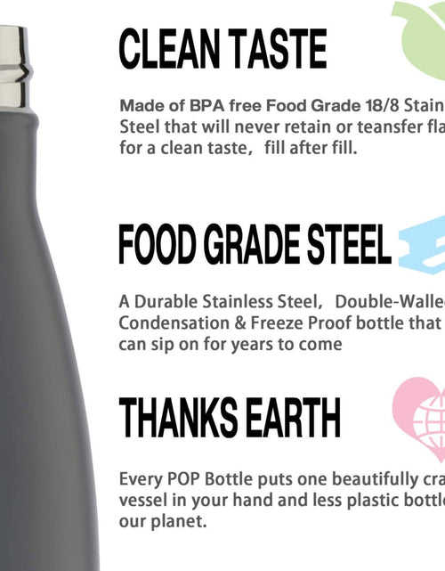 Load image into Gallery viewer, 17Oz Sport Water Bottle Vacuum Insulated Stainless Steel Sport Water Bottle Leak-Proof Double Wall Cola Shape Water Bottle, Keep Drinks Hot & Cold (Cold Gray, 12 Pack)