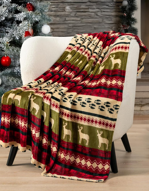 Load image into Gallery viewer, Christmas Throw Blanket | Red Christmas Holiday Fleece Blanket | Soft, Plush, Warm Winter Cabin Throw, 50X60 (Red Christmas)
