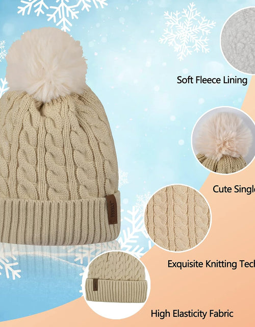 Load image into Gallery viewer, 3Pcs Winter Women Beanie Hat Scarf and Touch Screen Gloves Sets Girls Classic Knit Warm Chunky Fleece Lined Cable Cap