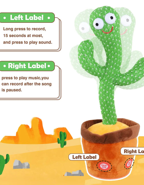 Load image into Gallery viewer, Kids Dancing Talking Cactus Toys Singing Mimicking Recording Repeating What You Say Cactus Plush Toy with 120 Song Dancing Smart