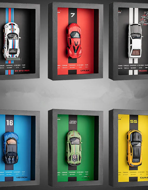 Load image into Gallery viewer, 1:32 Photo Frame Version Alloy Metal Sports Car Model Simulation 3D Racing Car Hanging Painting Collection Kids Gifts Decoration