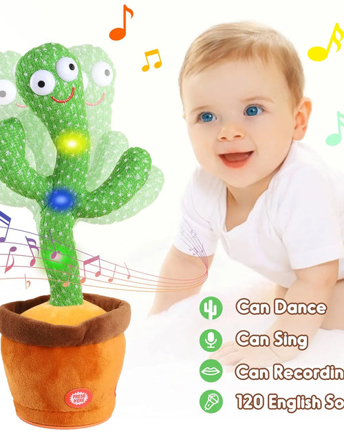 Load image into Gallery viewer, Kids Dancing Talking Cactus Toys Singing Mimicking Recording Repeating What You Say Cactus Plush Toy with 120 Song Dancing Smart