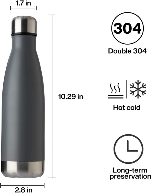 Load image into Gallery viewer, 17Oz Sport Water Bottle Vacuum Insulated Stainless Steel Sport Water Bottle Leak-Proof Double Wall Cola Shape Water Bottle, Keep Drinks Hot & Cold (Cold Gray, 12 Pack)